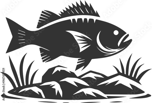 Grunt fish vector silhouette
