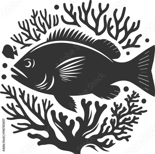 Grunt fish vector silhouette