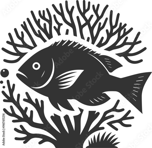 Grunt fish vector silhouette