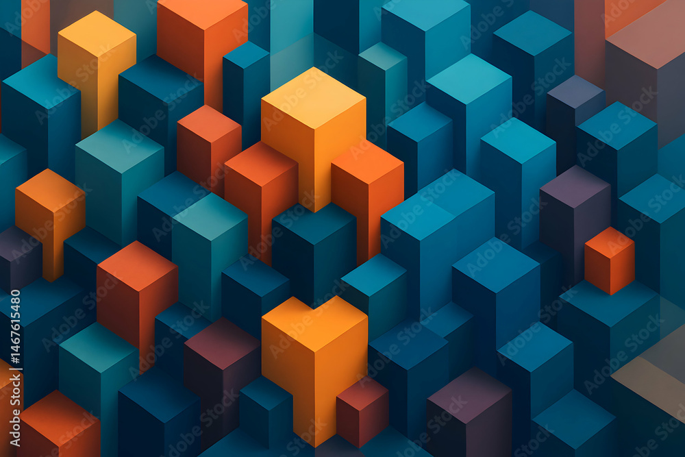 A vibrant, abstract representation of geometric shapes in a captivating color palette