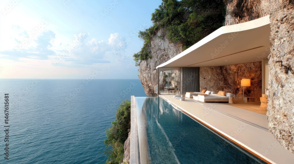 Fototapeta premium Cliffside infinity pool home