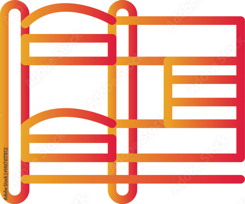 Bunk Bed Color gradient illustration vector icon 

