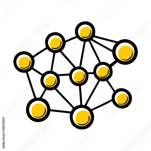 Vector illustration of a blockchain network with interconnected nodes, symbolizing digital connections, security, and decentralized technology for fintech and business solutions.