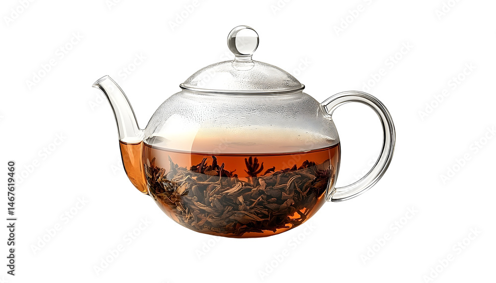 Glass teapot with tea leaves Glass teapot with tea leaves