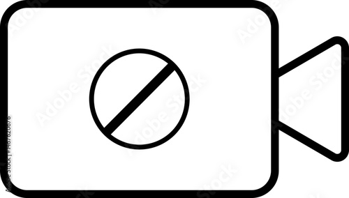 "Video Camera with Slash Icon – Video Off or Camera Disabled Symbol for UI/UX Design"

