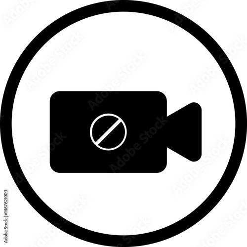 "Video Camera with Slash Icon – Video Off or Camera Disabled Symbol for UI/UX Design"

