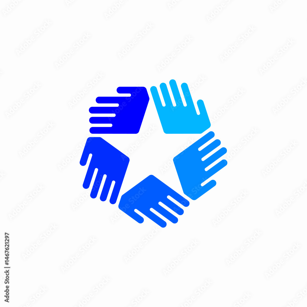 Fototapeta premium blue hands forming a star