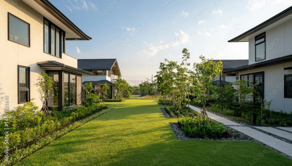 Fototapeta premium Modern homes with landscaping