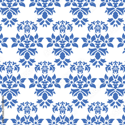 Seamless pattern with damask ornaments. Textured background.