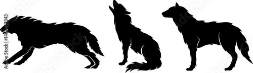 Wolfs silhouettes collection. 