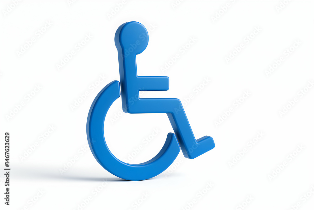 An iconic blue wheelchair symbol representing accessibility and support for individuals with disabilities. Perfect for illustrating themes of inclusion and social awareness.