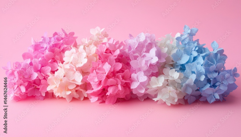Obraz premium Pastel hydrangeas on pink background