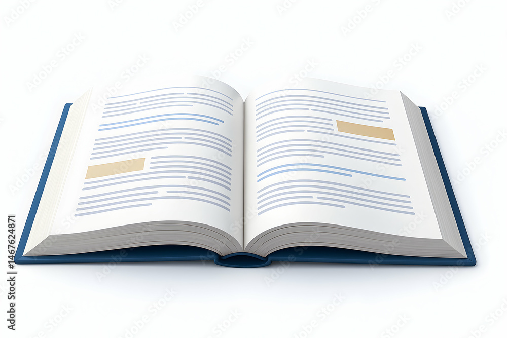 An open book with neatly arranged text and highlighted passages, perfect for studying or relaxing. Ideal for educational content, reading themes, and knowledge-sharing imagery.
