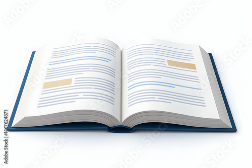 Obraz na płótnie An open book with neatly arranged text and highlighted passages, perfect for studying or relaxing. Ideal for educational content, reading themes, and knowledge-sharing imagery. w salonie