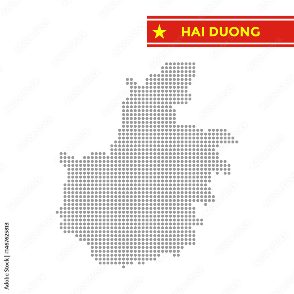 Obraz premium Dotted map of Hai Duong Province in Vietnam