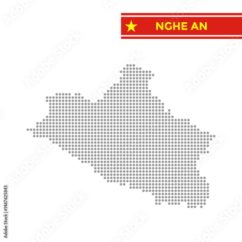 Dotted map of Nghe An Province in Vietnam