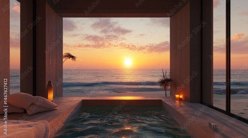 Fototapeta premium Coastal Sunset Hot Tub