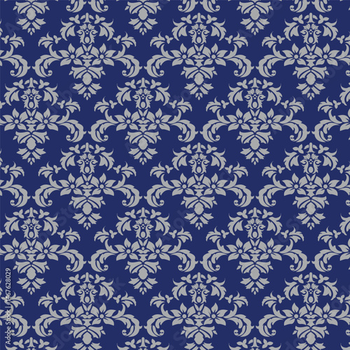 Seamless pattern with damask ornaments. Textured background.
