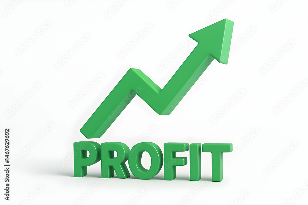 This image depicts a green profit symbol indicating financial growth and success, illustrating the concept of increasing earnings in a vibrant and dynamic manner.
