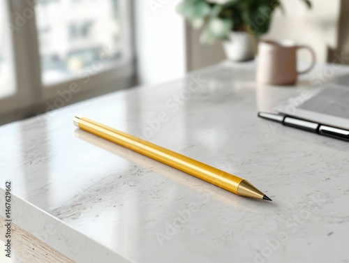 Wallpaper Mural Golden Pencil on Desk Torontodigital.ca