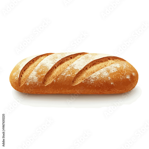 Flat vector Whole Wheat Bread, minimalist design, isolated on a white background.