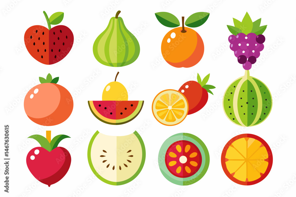 fruit icon set with white background fruit icon set with white background