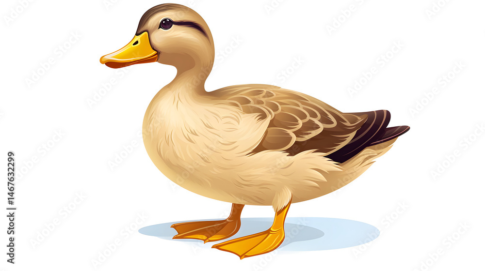 Obraz premium High-Quality Realistic Duckling and Mallard Chicken in Yellow-Brown Colors