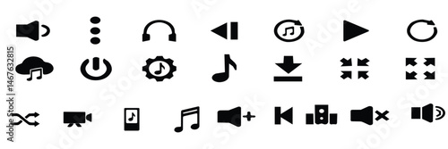 Music Control Icons Set Vector