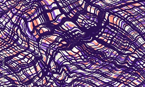 A purple and orange patterned background with a white stripe