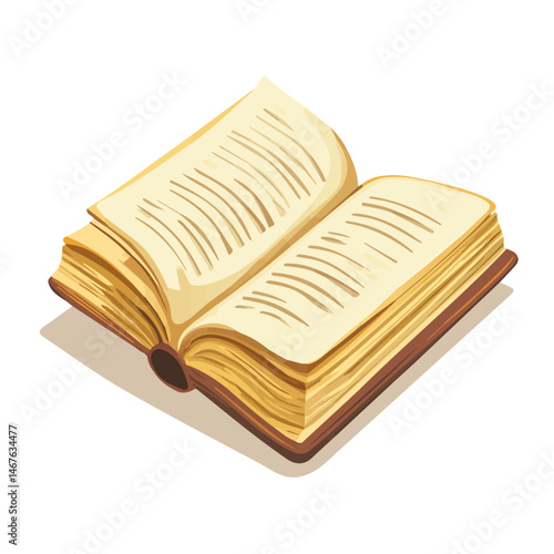 Flat vector Spellbook Open, minimalist design, isolated on a white background.
