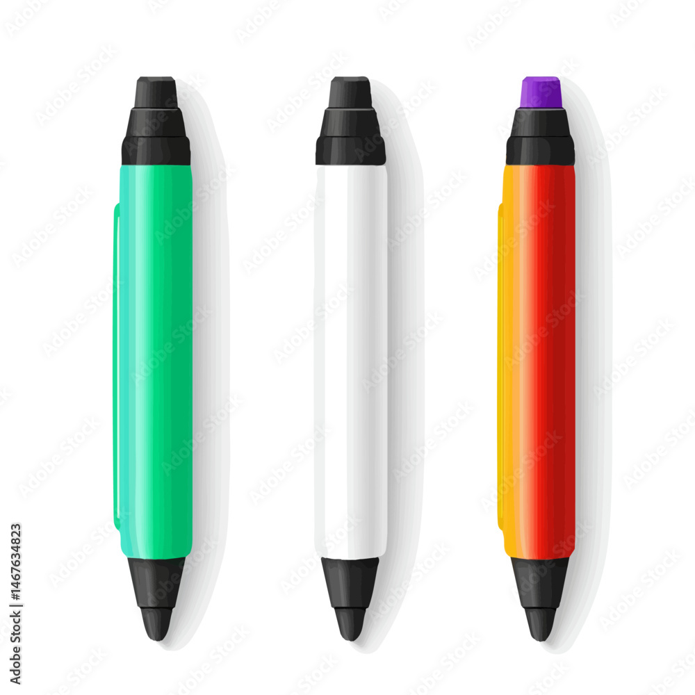 Whiteboard Markers Flat vector, minimalist design, isolated on a white background. Whiteboard Markers Flat vector, minimalist design, isolated on a white background.