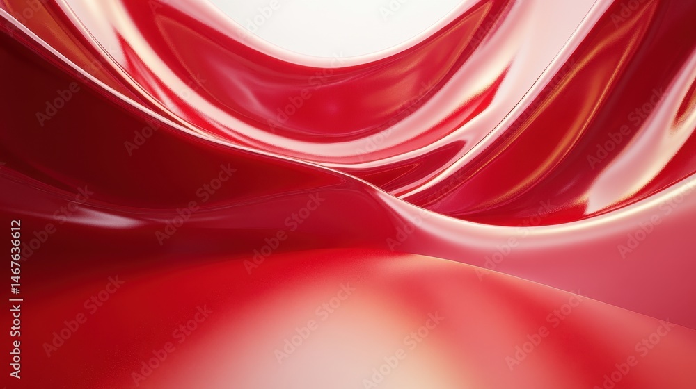 Obraz premium Modern red wallpaper with smooth curved accents