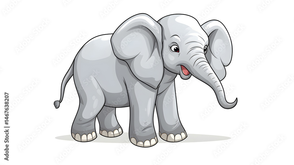 Fototapeta premium Detailed hand-drawn elephant isolated on white background for design projects