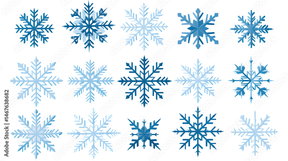 Beautiful Set of Elegant Snowflakes Isolated on White Background for Winter Designs Beautiful Set of Elegant Snowflakes Isolated on White Background for Winter Designs