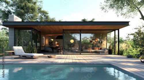 Wallpaper Mural Modern minimalist home with pool Torontodigital.ca