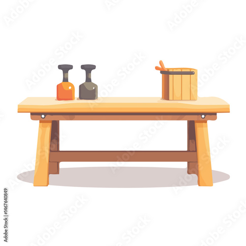 Workbench Flat vector, minimalist design, isolated on a white background.