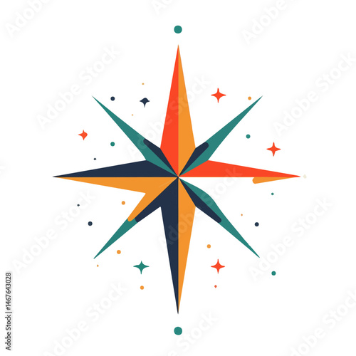 Flat vector Star, minimalist design, isolated on a white background.