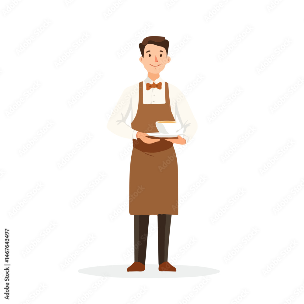 Waiter Flat vector, minimalist design, isolated on a white background. Waiter Flat vector, minimalist design, isolated on a white background.