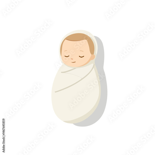Flat vector Swaddled Infant, minimalist design, isolated on a white background.