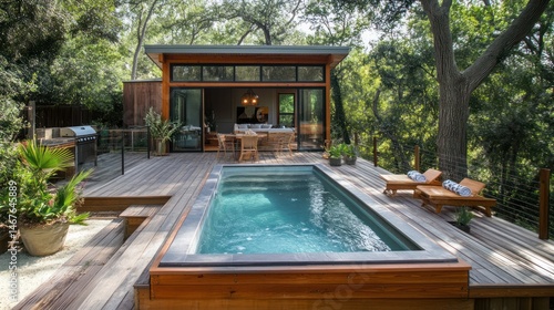 Wallpaper Mural Modern retreat with pool and deck Torontodigital.ca