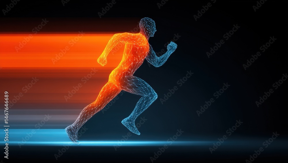 Naklejka premium Runner Visualization Digital Human Figure Motion