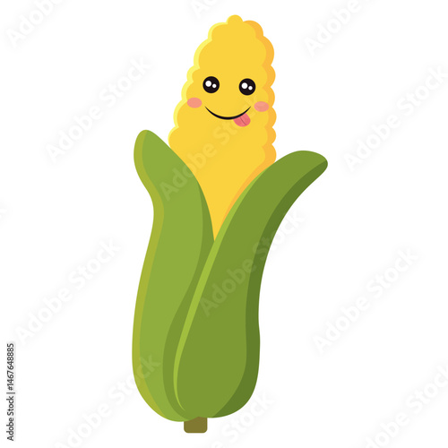 Corn cob with face. Vector