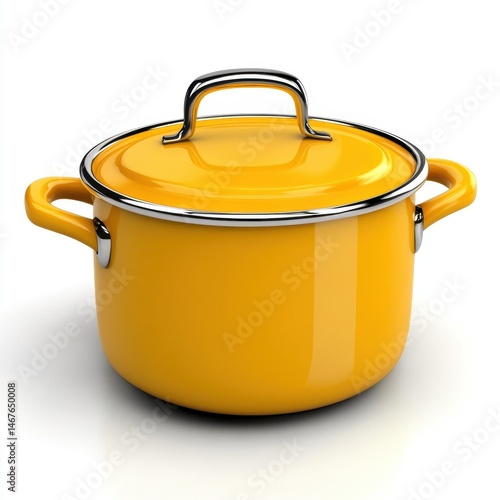 Bright Yellow Cooking Pot with Lid for Kitchen Cooking and Baking