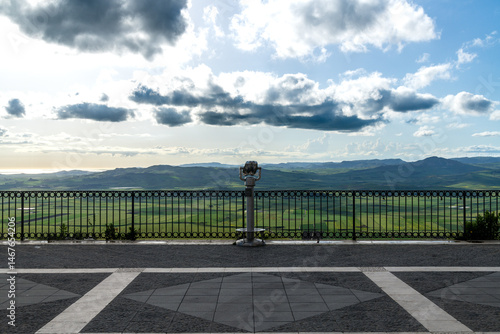 View from terrace with binoculars in Niscemi