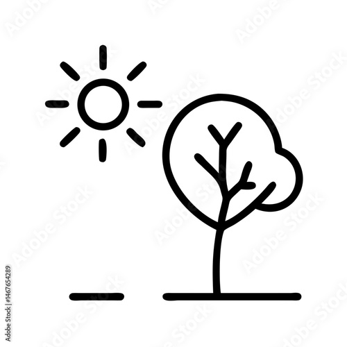 tree and sun on transparent background for web and graphic design
