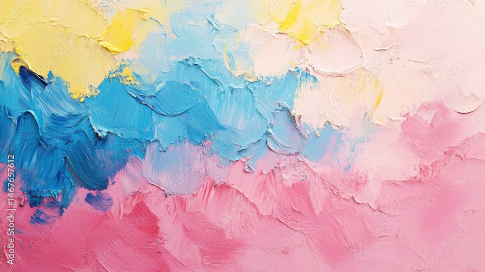 Obraz premium modern pink blue yellow oil canvas