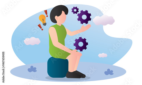 Woman generating ideas. Vector