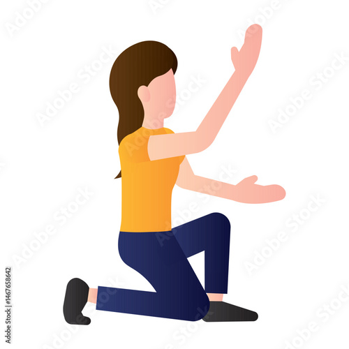 Kneeling woman pose Vector