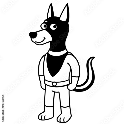 Cartoon Dog Superhero in a Stylish Outfit Standing Pose