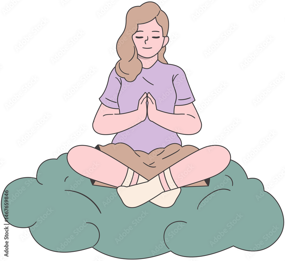 Woman Calmly doing Meditation Woman Calmly doing Meditation